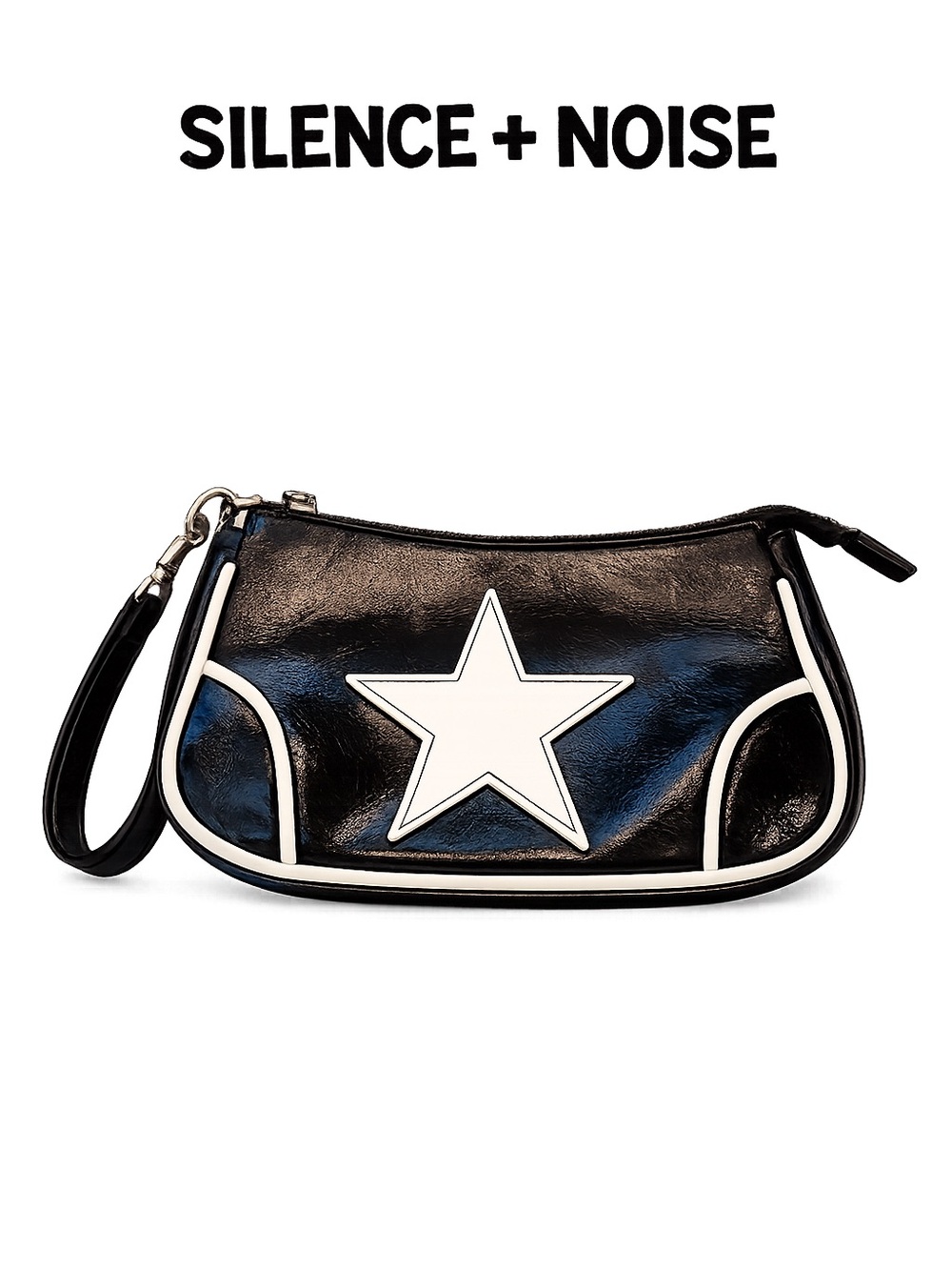 silence + noise Black Wristlet with White Star Accent